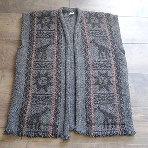 VTG 90S NUSTA 100% WOOL BOHO SUN VEST MADE IN ECUADOR MENS XXL